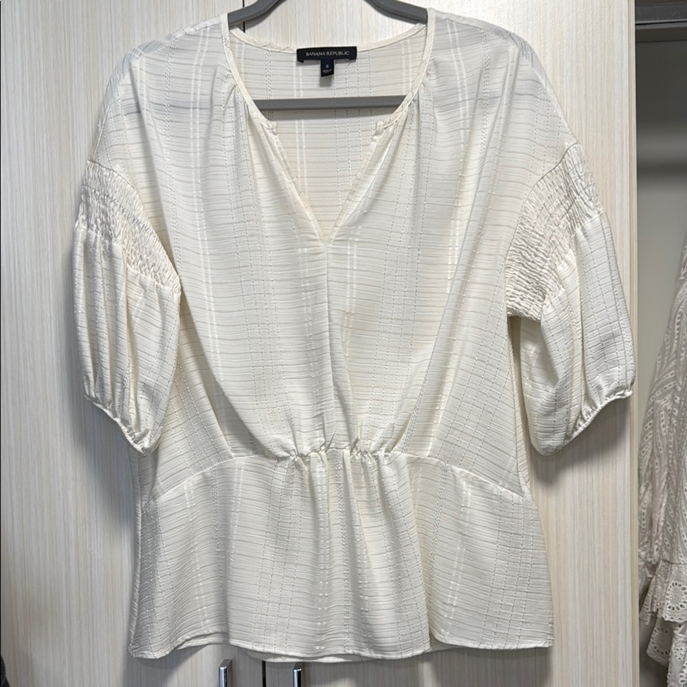 Banana Republic Ivory Peplum Blouse